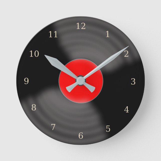 Retro Red Record Wall Clock  (Front)