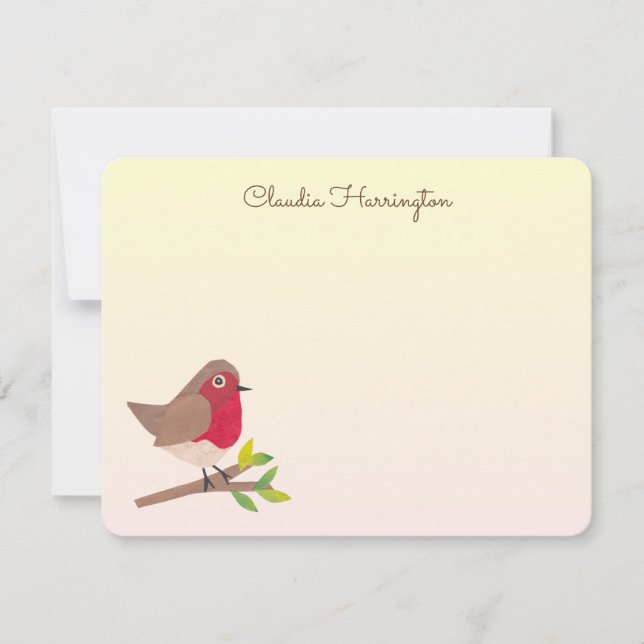 Retro Red Robin Vintage-Inspired Hand-Illustrated Card (Front)