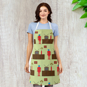 Retro Red Robot Apron