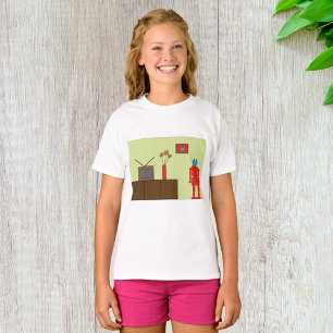 Retro Red Robot Mid-Century Modern Minimalist T-Shirt