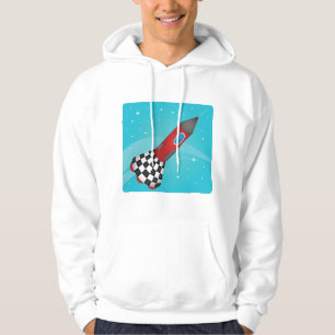 Retro Red Rocket Ship in Space Galactic Hoodie