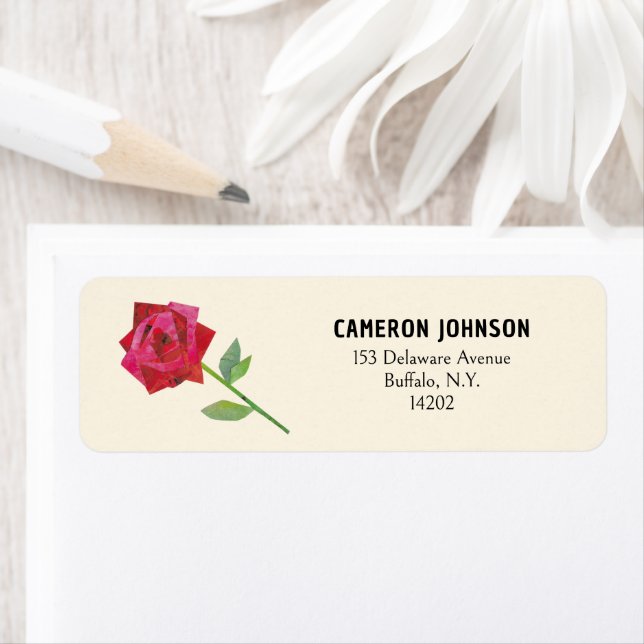 Retro Red Rose Cute Romantic Return Address (Insitu)