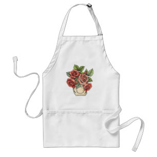 Retro Red Roses in Pocket Standard Apron