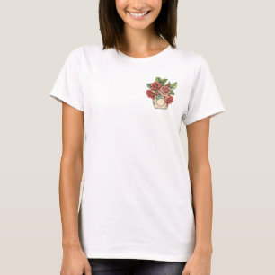 Retro Red Roses in Pocket T-Shirt