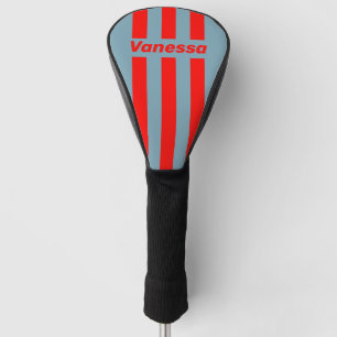 Retro Red Sea Three Pin Stripes with Name Golf Head Cover