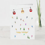 Retro Red Ski Gondola Lift Holiday Foil Greeting Card<br><div class="desc">Minimalist red gondola lift design for skiers and skiing enthusiasts. Red ski gondola is perfect personalised festive Christmas holiday gift for him or her. Xmas ski skiing skier gifts.</div>