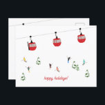 Retro Red Ski Gondola Lift Holiday Postcard<br><div class="desc">Minimalist red gondola lift design for skiers and skiing enthusiasts. Red ski gondola is perfect personalised festive Christmas holiday gift for him or her. Xmas ski skiing skier gifts.</div>