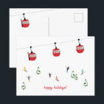 Retro Red Ski Gondola Lift Holiday Postcard<br><div class="desc">Minimalist red gondola lift design for skiers and skiing enthusiasts. Red ski gondola is perfect personalised festive Christmas holiday gift for him or her. Xmas ski skiing skier gifts.</div>