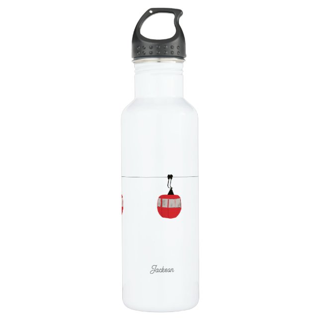 Retro Red Ski Gondola Lift Personalised 710 Ml Water Bottle (Front)