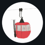 Retro Red Ski Gondola Lift Personalised Classic Round Sticker<br><div class="desc">Minimalist red gondola lift design for skiers and skiing enthusiasts. Red ski gondola is perfect personalised festive Christmas holiday gift for him or her. Xmas ski skiing skier gifts.</div>
