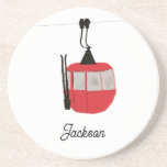 Retro Red Ski Gondola Lift Personalised Coaster<br><div class="desc">Minimalist red gondola lift design for skiers and skiing enthusiasts. Red ski gondola is perfect personalised festive Christmas holiday gift for him or her. Xmas ski skiing skier gifts.</div>