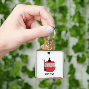 Retro Red Ski Gondola Lift Personalised Key Ring