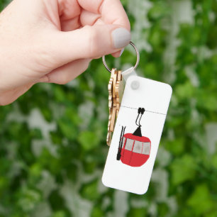 Retro Red Ski Gondola Lift Personalised Key Ring