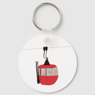 Retro Red Ski Gondola Lift Personalised Key Ring