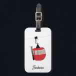 Retro Red Ski Gondola Lift Personalised Luggage Tag<br><div class="desc">Minimalist red gondola lift design for skiers and skiing enthusiasts. Red ski gondola is perfect personalised festive Christmas holiday gift for him or her. Winter snow xmas ski skiing skier gifts.</div>