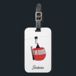 Retro Red Ski Gondola Lift Personalised Luggage Tag<br><div class="desc">Minimalist red gondola lift design for skiers and skiing enthusiasts. Red ski gondola is perfect personalised festive Christmas holiday gift for him or her. Winter snow xmas ski skiing skier gifts.</div>