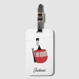 Retro Red Ski Gondola Lift Personalised Luggage Tag