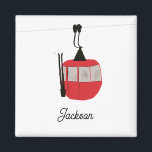 Retro Red Ski Gondola Lift Personalised Magnet<br><div class="desc">Minimalist red gondola lift design for skiers and skiing enthusiasts. Red ski gondola is perfect personalised festive Christmas holiday gift for him or her. Xmas ski skiing skier gifts.</div>