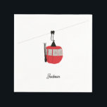 Retro Red Ski Gondola Lift Personalised Napkin<br><div class="desc">Minimalist red gondola lift design for skiers and skiing enthusiasts. A red ski gondola is the perfect personalised festive Christmas holiday gift for him or her. Winter snow Christmas ski skiing skier gifts. Red ski lift gondola paper napkins</div>
