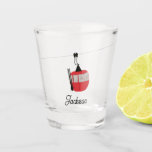 Retro Red Ski Gondola Lift Personalised Shot Glass<br><div class="desc">Minimalist red gondola lift design for skiers and skiing enthusiasts. Red ski gondola is perfect personalised festive Christmas holiday gift for him or her. Xmas ski skiing skier gifts.</div>