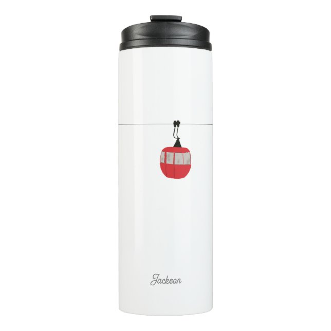 Retro Red Ski Gondola Lift Personalised Thermal Tumbler (Front)