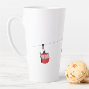 Retro Red Ski Gondola Lift Personalized Latte Mug