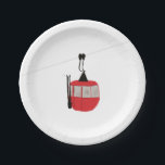 Retro Red Ski Gondola Lift Skiers Paper Plate<br><div class="desc">Minimalist red gondola lift design for skiers and skiing enthusiasts. A red ski gondola is the perfect personalised festive Christmas holiday gift for him or her. Winter snow Christmas ski skiing skier gifts. Red ski lift gondola paper plates</div>