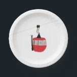 Retro Red Ski Gondola Lift Skiers Paper Plate<br><div class="desc">Minimalist red gondola lift design for skiers and skiing enthusiasts. A red ski gondola is the perfect personalised festive Christmas holiday gift for him or her. Winter snow Christmas ski skiing skier gifts. Red ski lift gondola paper plates</div>