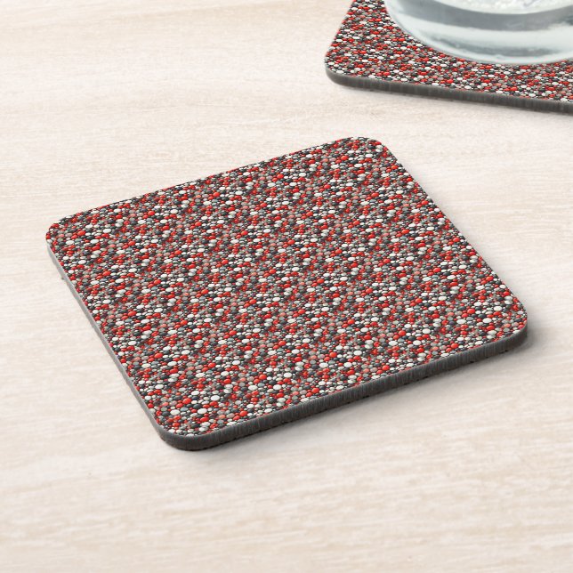 Retro Red Speckled Linoleum Pattern Coaster (Left Side)