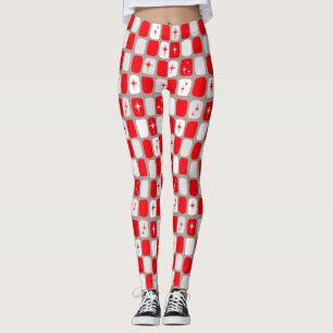 Retro Red Starbursts Leggings