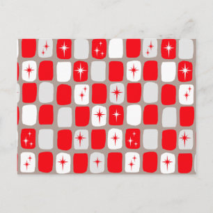 Retro Red Starburts Postcard