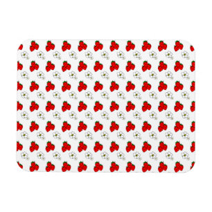 Retro Red Strawberry and Flower Pattern Magnet