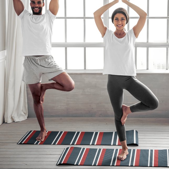Retro Red Stripes Yoga Mat (Creator Uploaded)