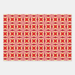 Retro Red Sunburst Pattern - Vintage 70s Starburst Wrapping Paper Sheet