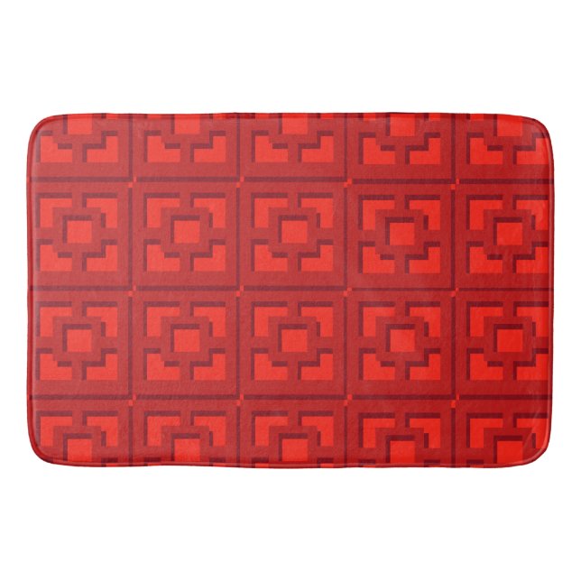 Retro Red Trellis Bath Mat (Front)