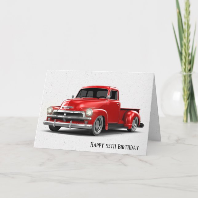 Retro Red Truck 95th Birthday Card (Front)