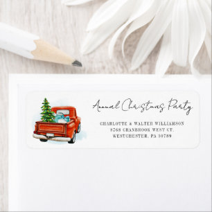 Retro Red Truck Christmas Party Return Address