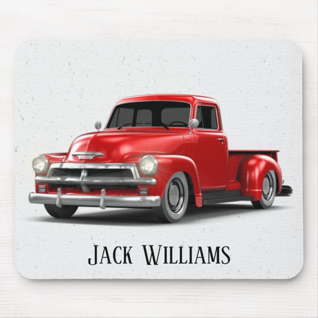Retro Red Truck On Specks Mouse Mat (Front)