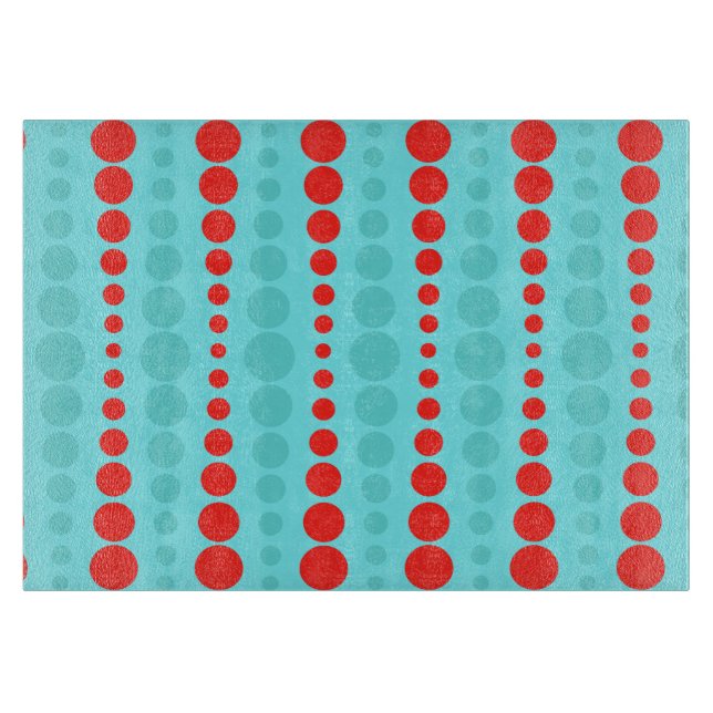 Retro Red & Turquoise Dots Cutting Board (Front)