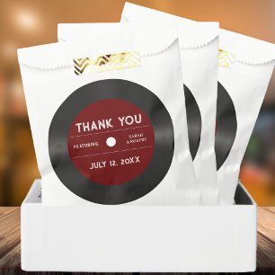 Retro Red Vinyl Record Black Wedding Thank You Favour Bags