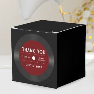 Retro Red Vinyl Record Black Wedding Thank You Favour Box