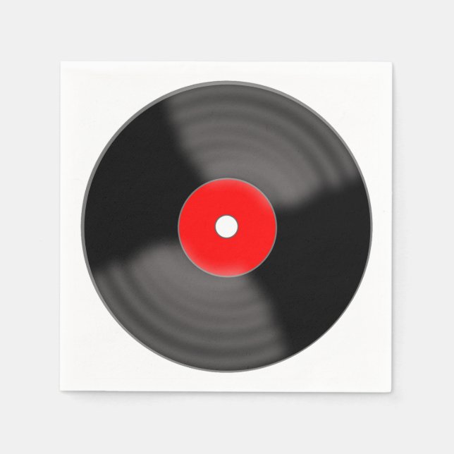 Retro Red Vinyl Record Party Napkins (Front)