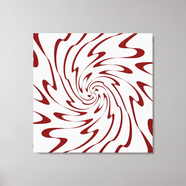 Retro Red Waves Abstract Art Canvas Print (Front)
