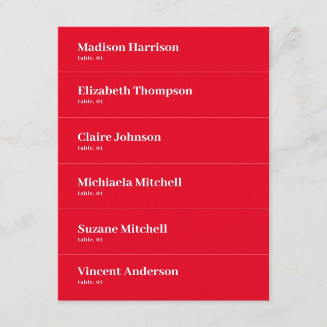 Retro Red Wedding Place Card DIY (Front)
