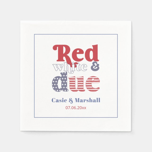 Retro Red White And Due Baby Shower Cookout Party Napkin (Front)