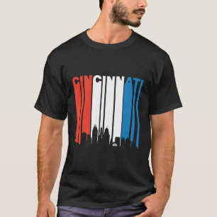 Retro Red White Blue Cincinnati Oh Skyline Long Sl T-Shirt
