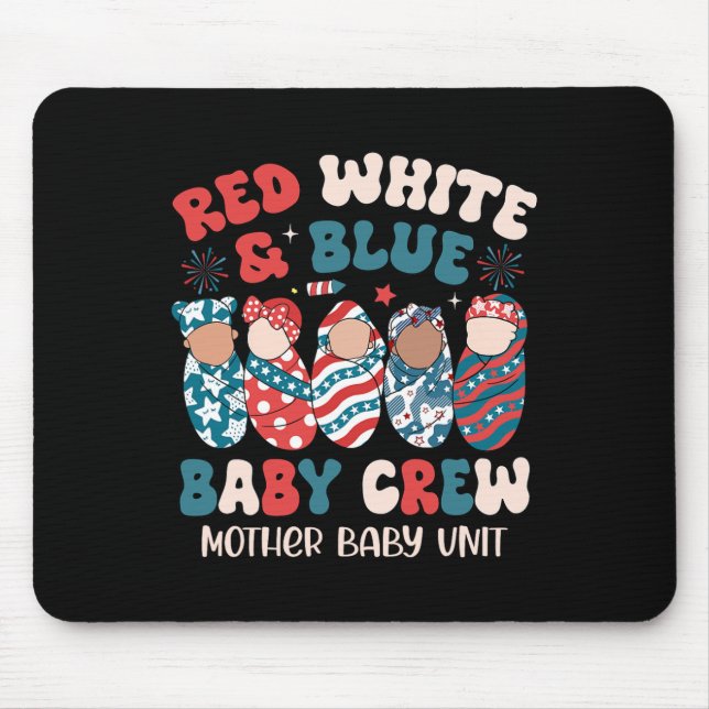 Retro Red White Blue  Mouse Mat (Front)