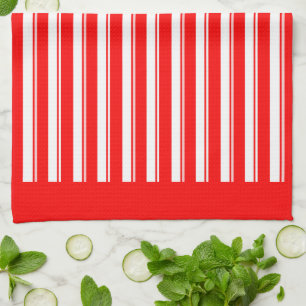 Retro Red White Candy Stripe Pattern Kitchen Towel