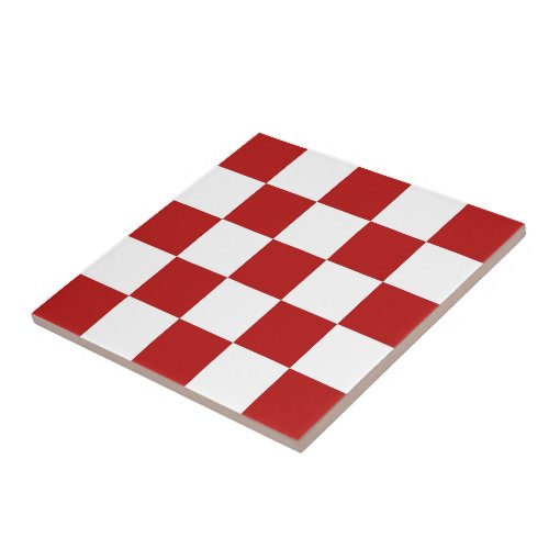 Retro Red & White Checkers Ceramic Tiles 4.25