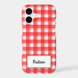 Retro Red White Gingham Plaid Custom
